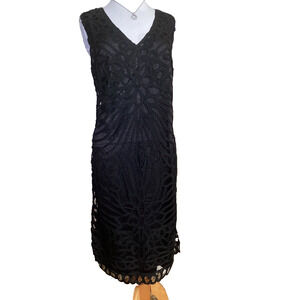 💋😘LAUREN RALPH LAUREN - RETRO BLACK LACE CROCHET SHEATH COCKTAIL DRESS - NWT